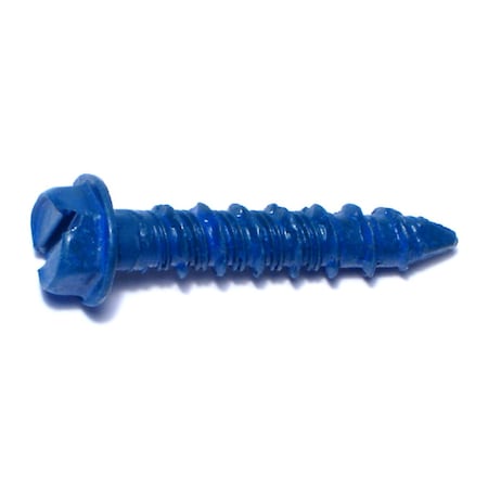 Red Head Tapcon Concrete Screw, 1/4" Dia., Hex, 1-1/4" L, Steel Blue Ruspert, 100 PK 08116